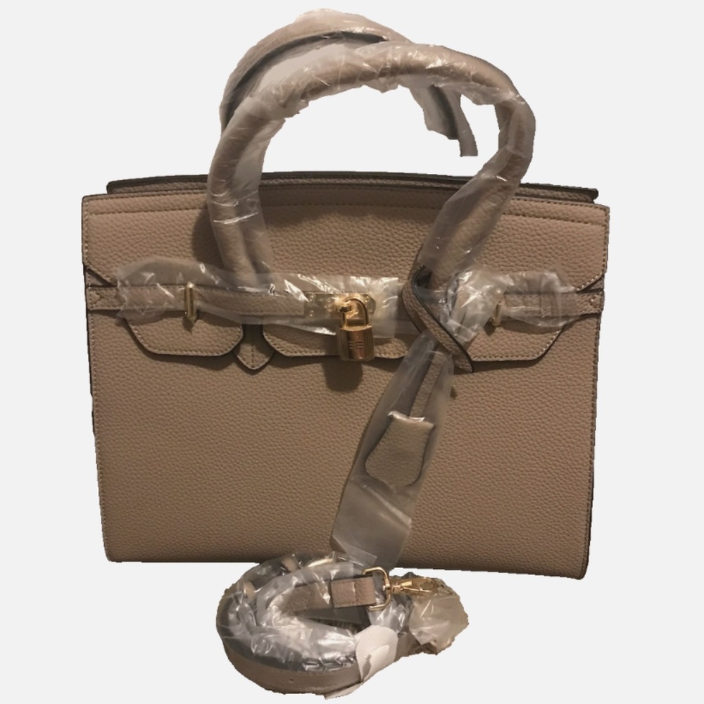 Crossbody Satchel Bag Taupe/Tan/Sand with Gold Hardware NEW